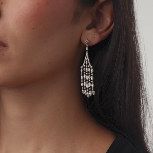 Art Deco inspired 8 carat total weight diamond 18k gold chandelier earrings Earrings Jack Weir & Sons