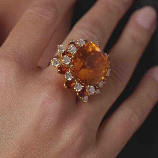 Vintage 41.00 carat citrine diamond 16k yellow gold cocktail ring Rings Jack Weir & Sons