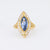 Vintage GIA 2.82 Carat Sapphire Diamond 18K Yellow Gold Navette Ring