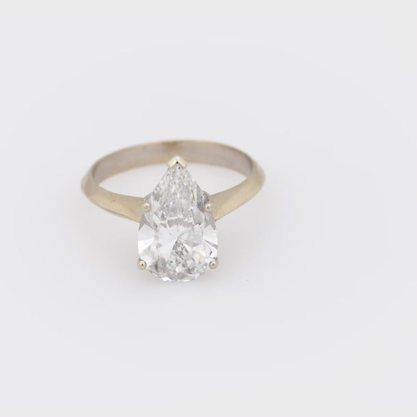 GIA 3.00 carat pear shape diamond 14k white gold solitaire engagement ring Jack Weir & Sons