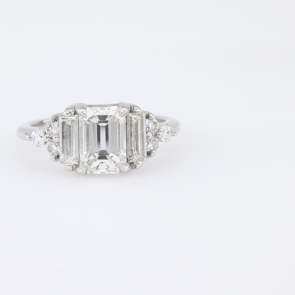 Vintage GIA 1.51 Carat Emerald Cut Diamond Platinum Engagement Ring