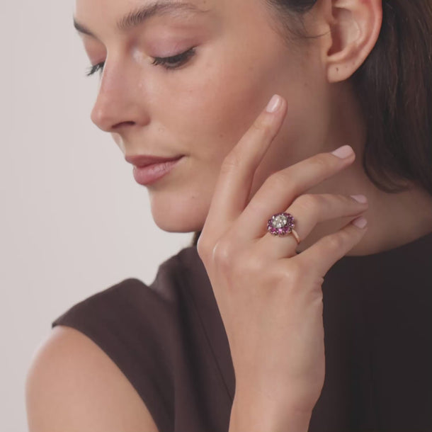 Victorian rose cut diamond ruby rose gold silver ring Rings Jack Weir & Sons