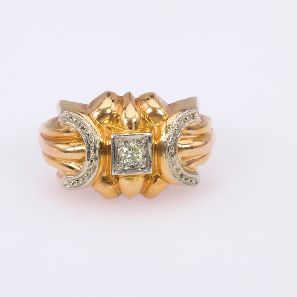 Retro French Diamond 18K Rose Gold Ring