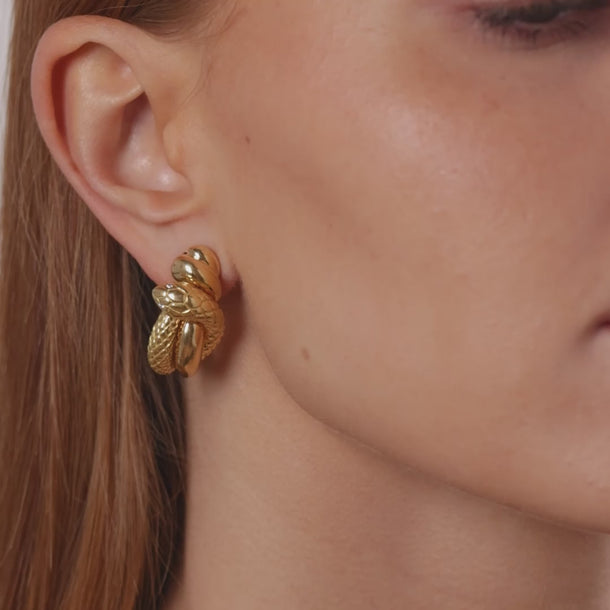 Tabbah French diamond 18k yellow gold snake earrings Earrings Tabbah