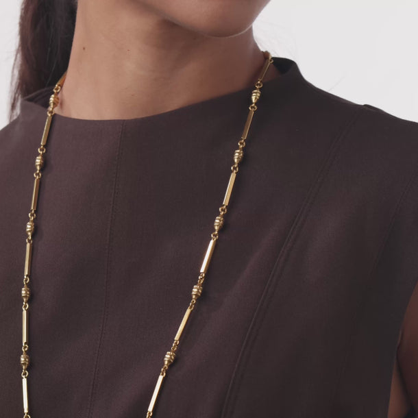Victorian 18k yellow gold bar link chain necklace