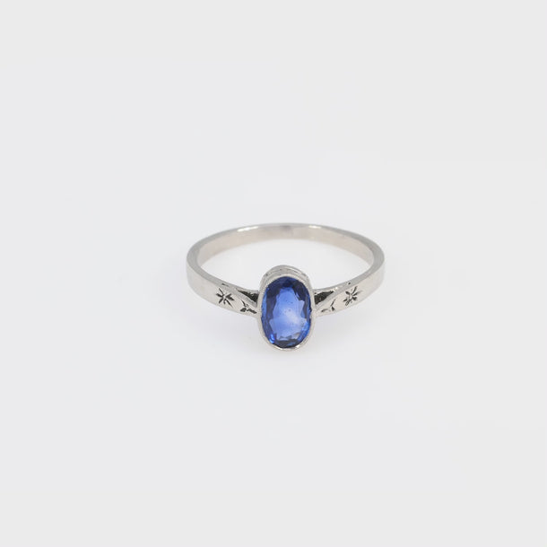 Victorian sapphire platinum bezel ring Jack Weir & Sons