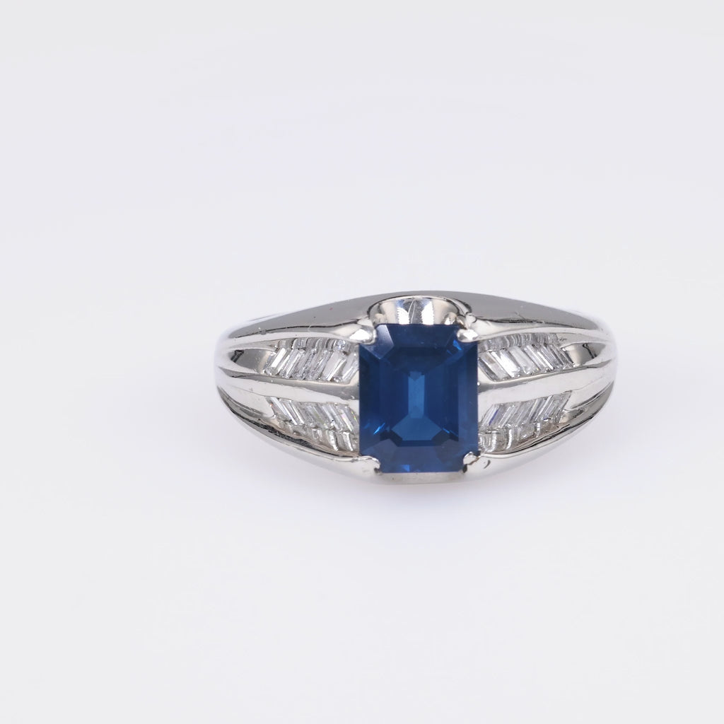 Modern 1.29 Carat Sapphire Diamond Platinum Ring