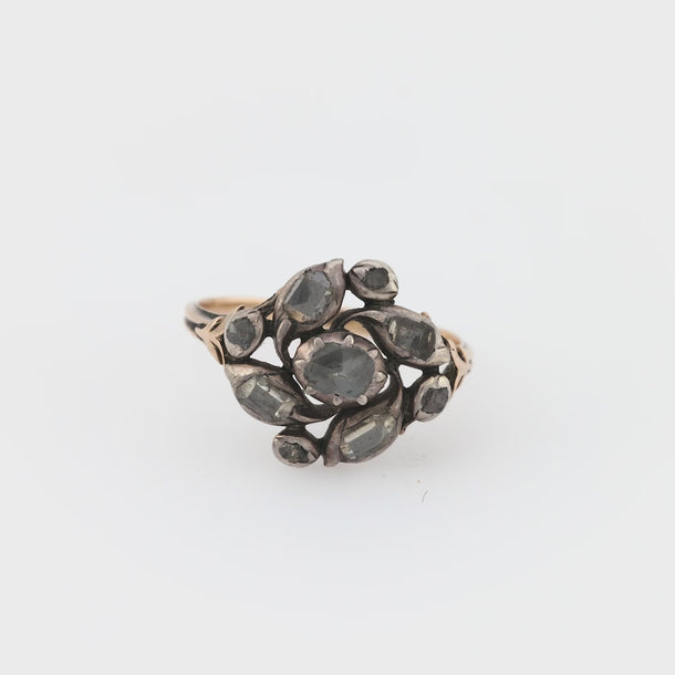 Georgian diamond 14k rose gold and silver ring Jack Weir & Sons