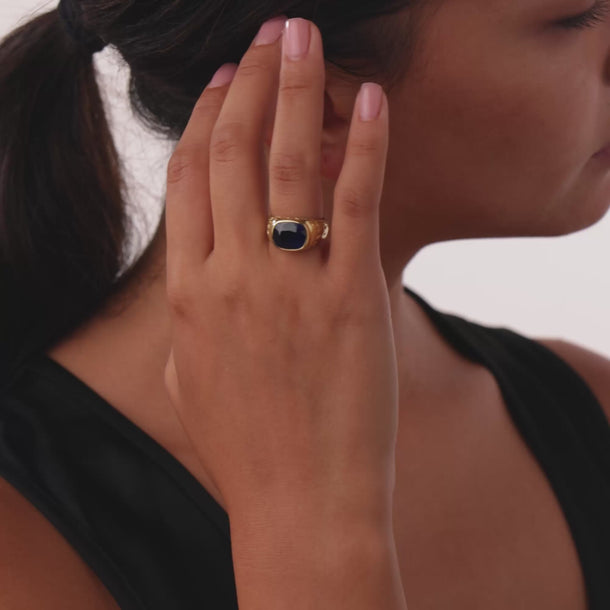 Edwardian GIA 5.75 carat Ceylon sapphire 18k yellow gold ring