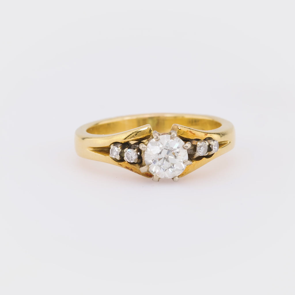 Antique Diamond 18K Yellow Gold Engagement Ring