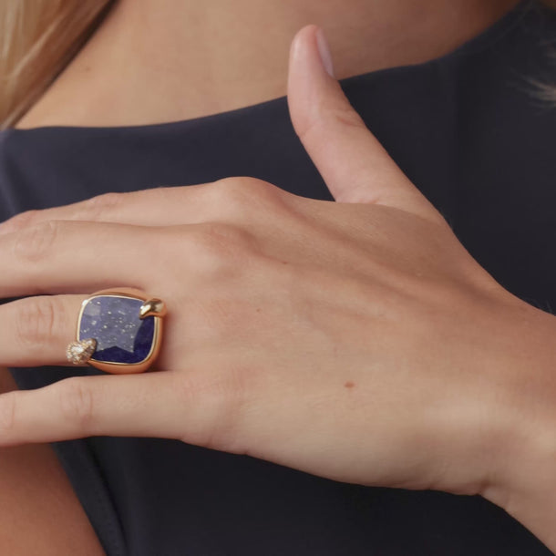 Pomellato lapis diamond 18k rose gold ring