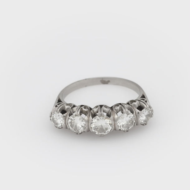 Art Deco diamond platinum five stone ring Jack Weir & Sons