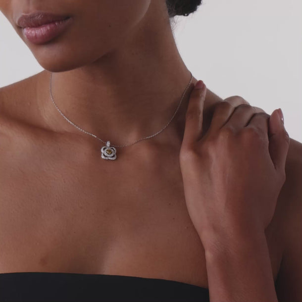 Modern diamond 18k white gold necklace