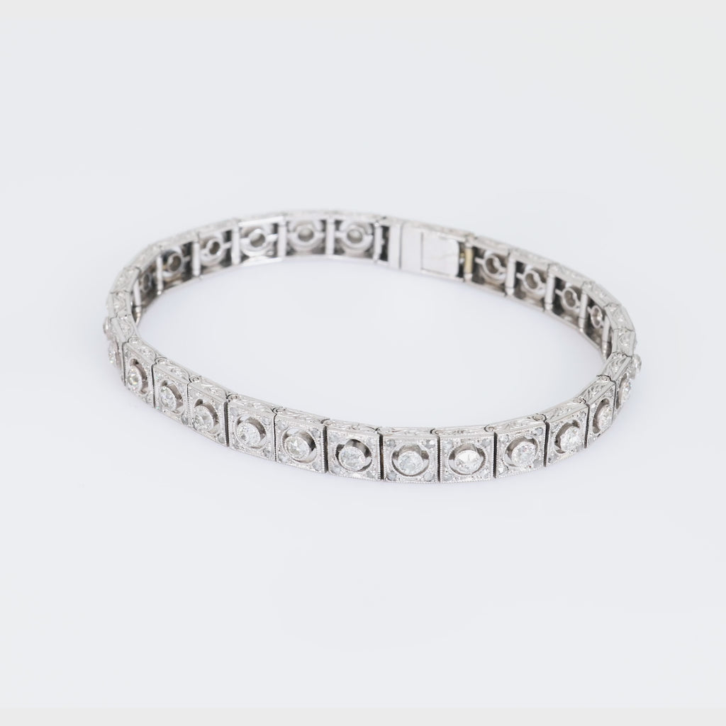 French Art Deco platinum diamond bracelet Jack Weir & Sons