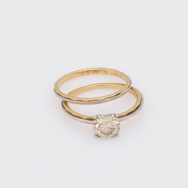 Vintage 1.15 carat diamond 14k yellow gold and platinum engagement ring set Jack Weir & Sons