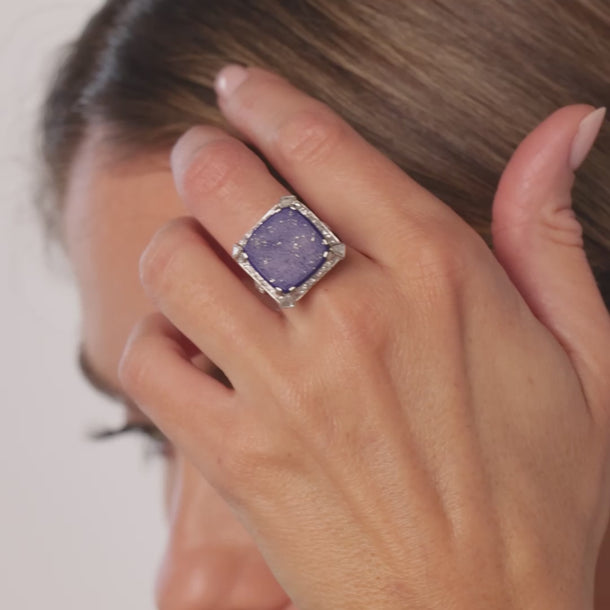 Art Deco lapis lazuli diamond platinum cocktail ring Rings Jack Weir & Sons
