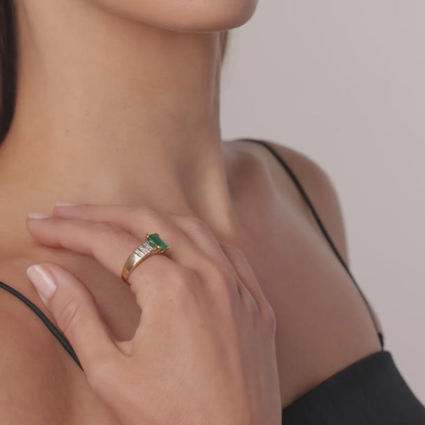 Vintage GIA 3.00 carat emerald diamond 18k yellow gold ring Rings Jack Weir & Sons