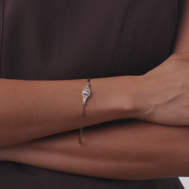 Edwardian diamond 18k yellow gold platinum bracelet