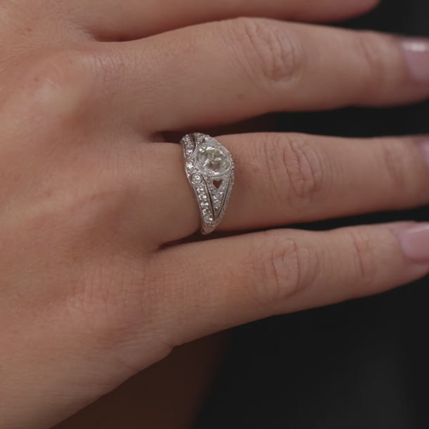 Art Deco inspired GIA 1.24 carat old mine cut diamond platinum engagement ring Rings Jack Weir & Sons