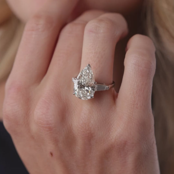 GIA 6.53 carat pear shape diamond platinum engagement ring Rings Jack Weir & Sons