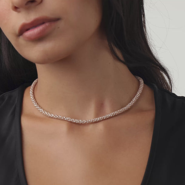 Contemporary 26.49 carat diamond 18k rose gold necklace