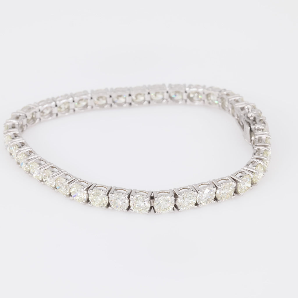 Vintage 12.95 Carat Round Brilliant Cut Diamond 14K White Gold Tennis Bracelet