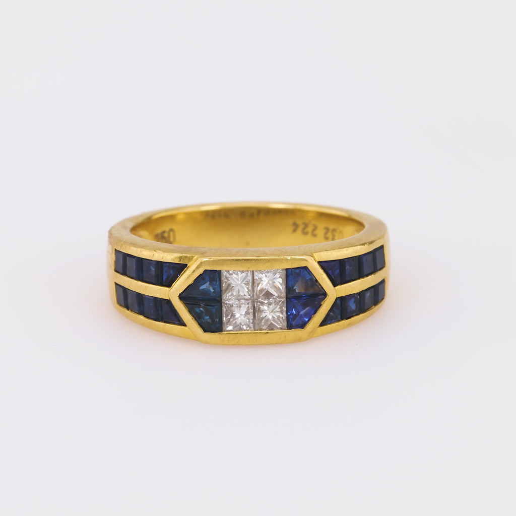 Vintage 2.24 Carat Sapphire Diamond 18K Yellow Gold Band