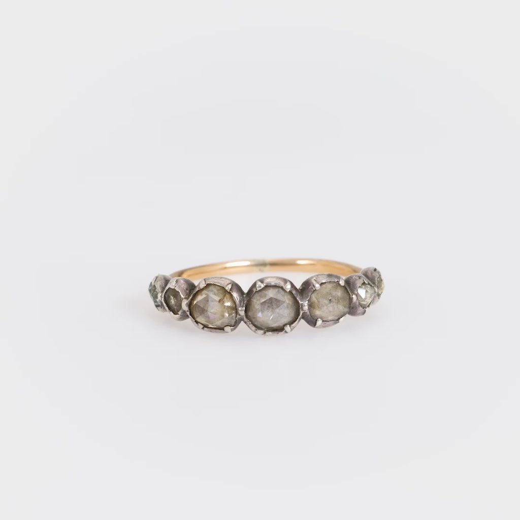 Georgian rose cut diamond 18k yellow gold silver ring Jack Weir & Sons