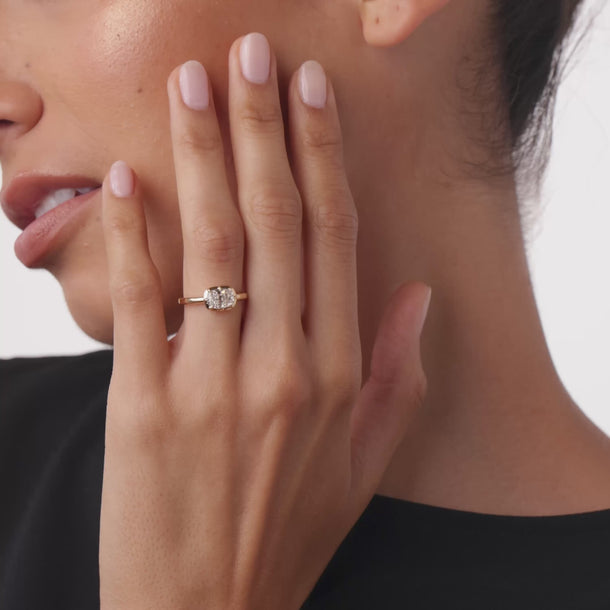 GIA 1.23 carat east west set diamond 18k yellow gold ring