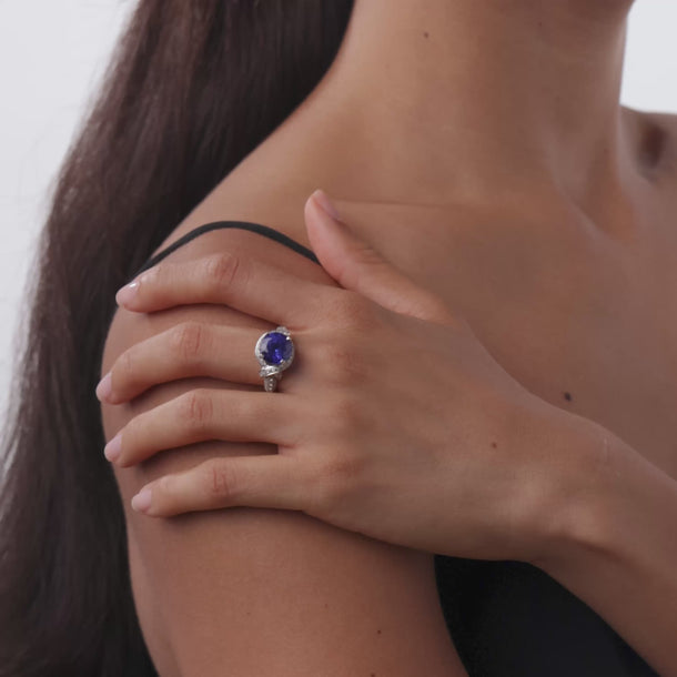 Tiffany & Co. Schlumberger 4.00 carat tanzanite diamond platinum ring