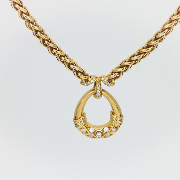 Cartier vintage diamond 18k tricolor gold necklace Cartier