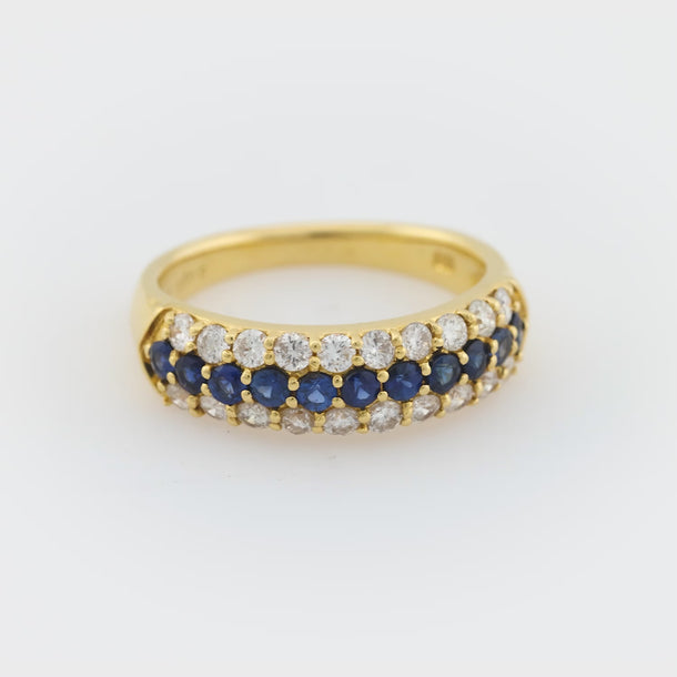 Vintage sapphire diamond 18k yellow gold band Jack Weir & Sons