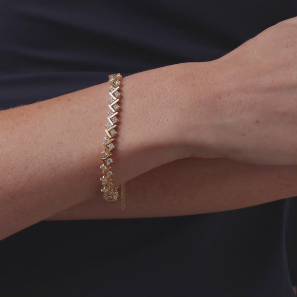 Vintage 4.00 carat diamond 14k yellow gold bracelet