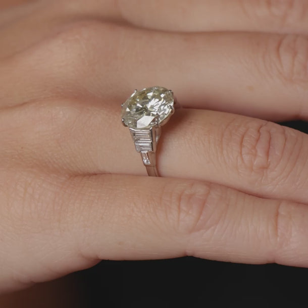 Mid Century GIA 6.29 carat diamond platinum engagement ring Rings Jack Weir & Sons