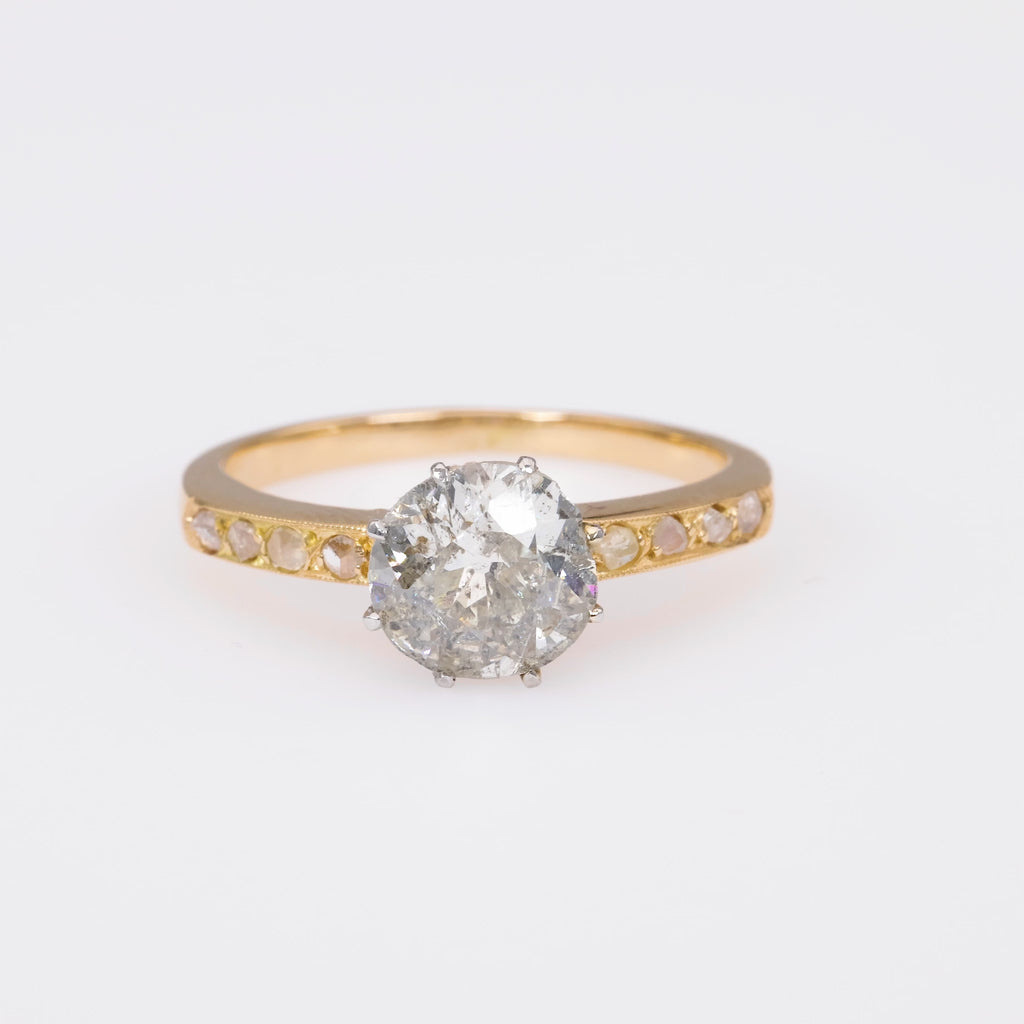 Edwardian Inspired 1.24 Carat Diamond 18K Yellow and White Gold Engagement Ring Rings Jack Weir & Sons