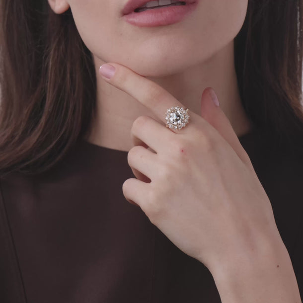 Victorian GIA 3.43 carat diamond 14k yellow gold cluster ring Rings Jack Weir & Sons