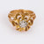 Retro French Diamond Yellow Gold and Platinum Floral Cocktail Ring