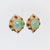 Vintage jade ruby seed pearl 18k yellow gold earrings Jack Weir & Sons