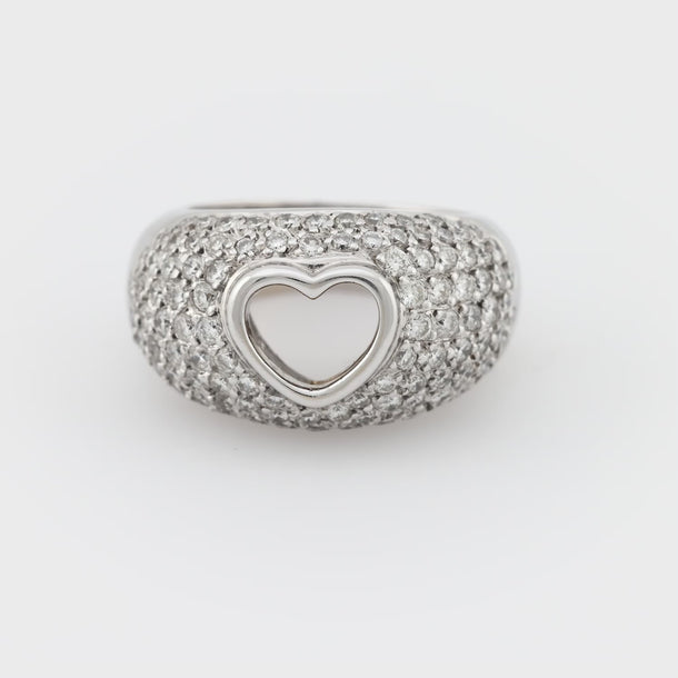 Vintage 2 carat total weight diamond 18k white gold heart ring Jack Weir & Sons