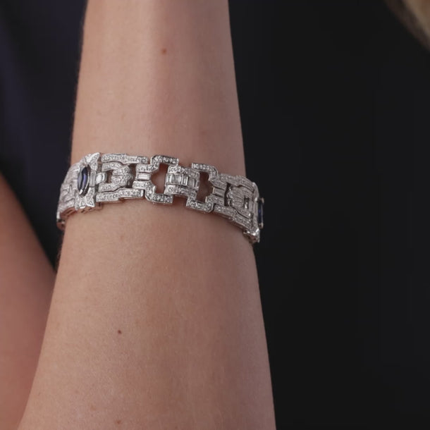 Vintage sapphire diamond 18k white gold bracelet Bracelets Jack Weir & Sons