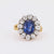 Antique French GIA 3.50 carat sapphire diamond 18k yellow gold silver ring