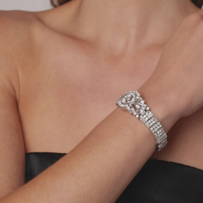 Mid Century 14.60 carat diamond platinum bracelet Jack Weir & Sons