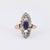 French Belle Époque Sapphire Diamond 18K Rose Gold Navette Ring