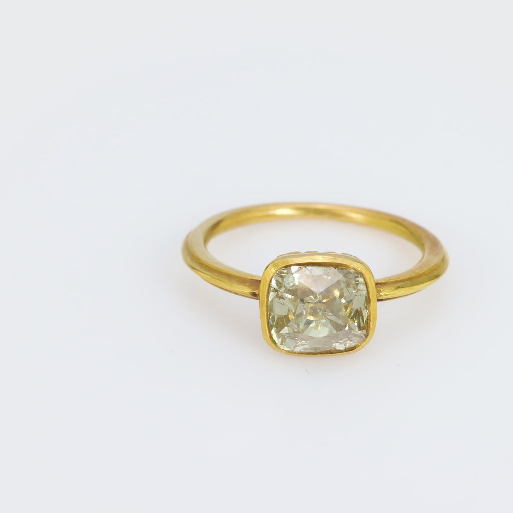 Georgian style 3 carat old mine diamond 18k yellow gold solitaire ring Jack Weir & Sons