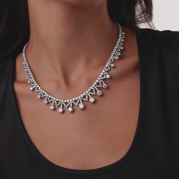 Mid Century 35 carat total weight diamond platinum cocktail necklace Necklaces Jack Weir & Sons