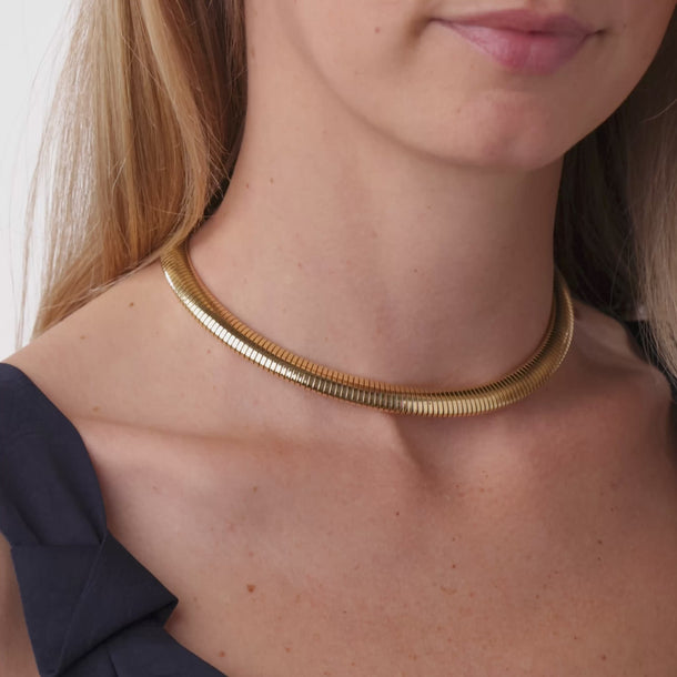 Vintage Forstner 14k yellow gold Tubogas necklace
