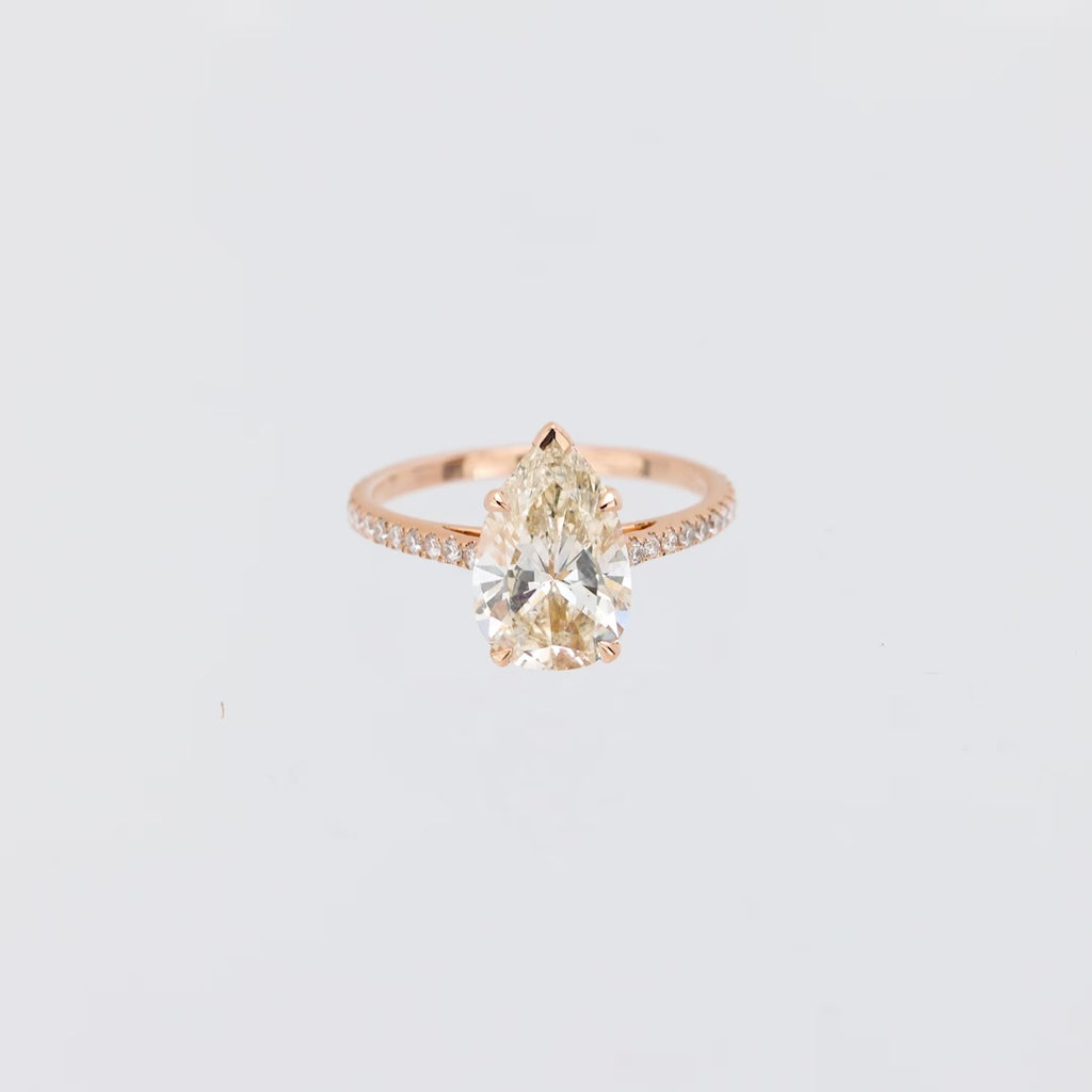 GIA 3.03 carat pear shape diamond 18k rose gold solitaire ring Jack Weir & Sons