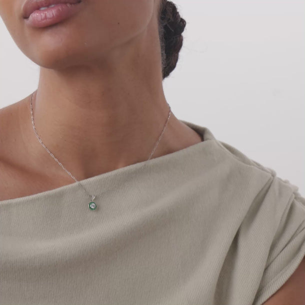 Art Deco style diamond emerald platinum target pendant necklace