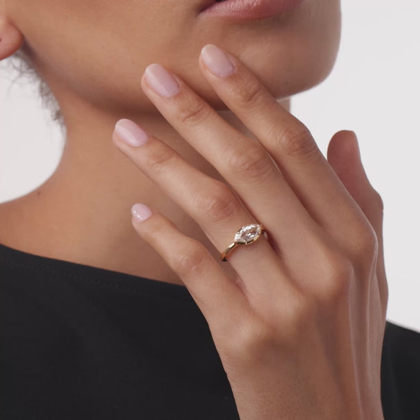 GIA 0.79 carat marquise cut diamond 18k yellow gold ring