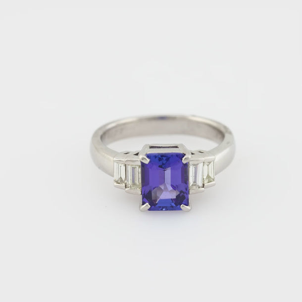 Vintage 2 carat tanzanite diamond platinum ring Jack Weir & Sons